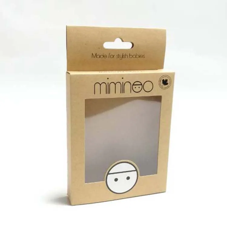 
Белая упаковочная картонная коробка из крафт-бумаги с окошком из ПВХ с подвесным вкладышем для демонстрации внутренней продукции 