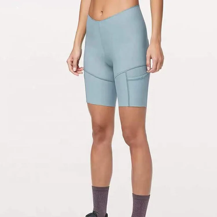 2022 Polyester Elastic High Waist Solid Color Fitness Tights Woman Yoga Girls Shorts