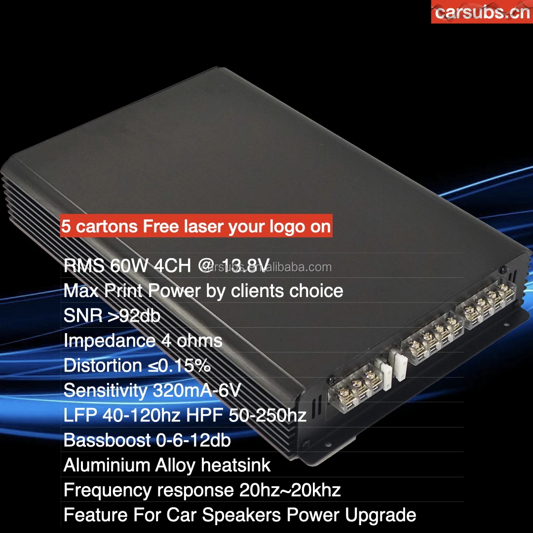 Factory OEM Car Door Coaxial Speaker Amplifier 2 way 3 way 4CH RMS 60W 4 Channels Peak 5800W Full range Car Amplifier Class AB