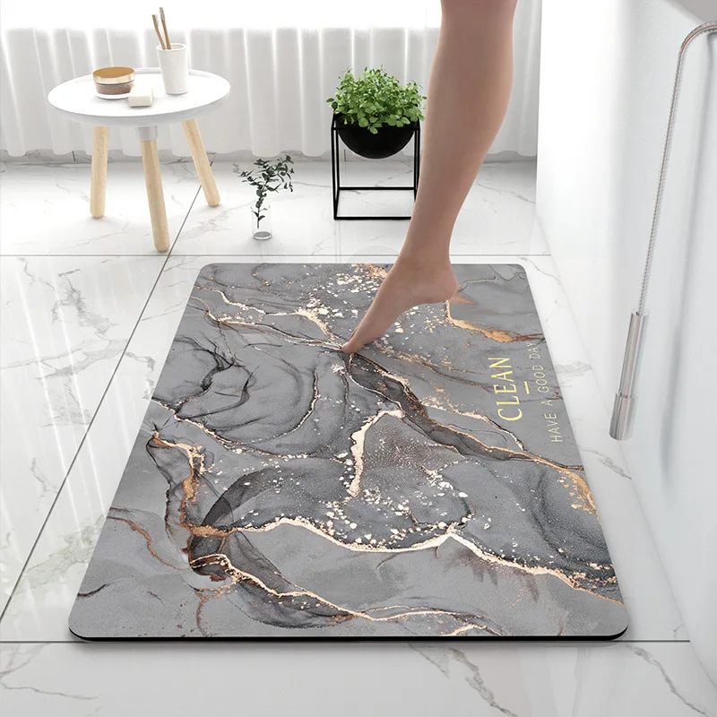 Water Absorbent Diatom Mud Bathroom Floor Mat Kitchen Carpet Anti Slip Diatomite Bath Mat
