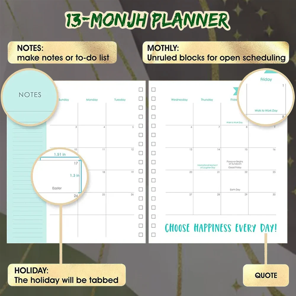 Custom Note Books 2025 Hardcover Spiral Monthly Weekly School Stationery Agenda Notebook Planner