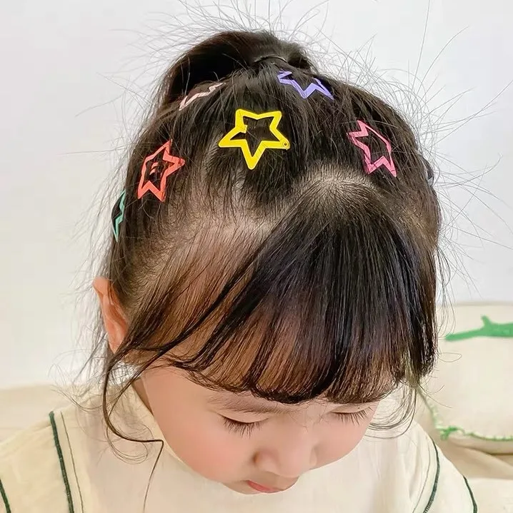 Colorful solid Stars Shaped Small Exquisite Metal Hair Clips for Baby