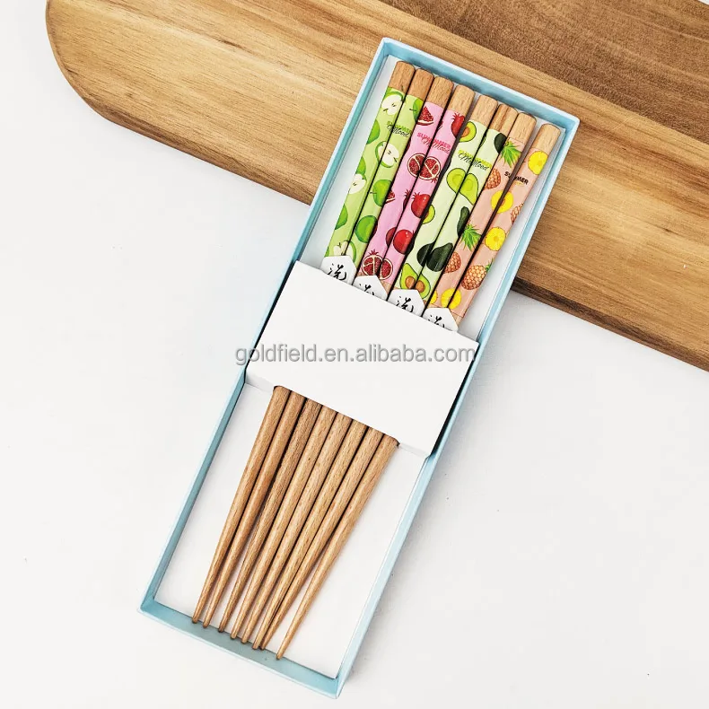2024 new design dishwasher safe 5 colors high end beech wood Wholesale Korean  Chopsticks Set color Sushi Chopsticks