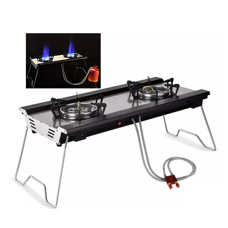 portable equipment gas cooking 2 burner assembly double burner camping stove