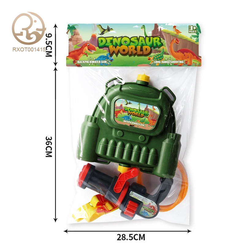 Portable Summer Backpack Water Gun Toys for Kids Fun Military and Dinosaur World Water Shooting Games Made of Plastic Unisex