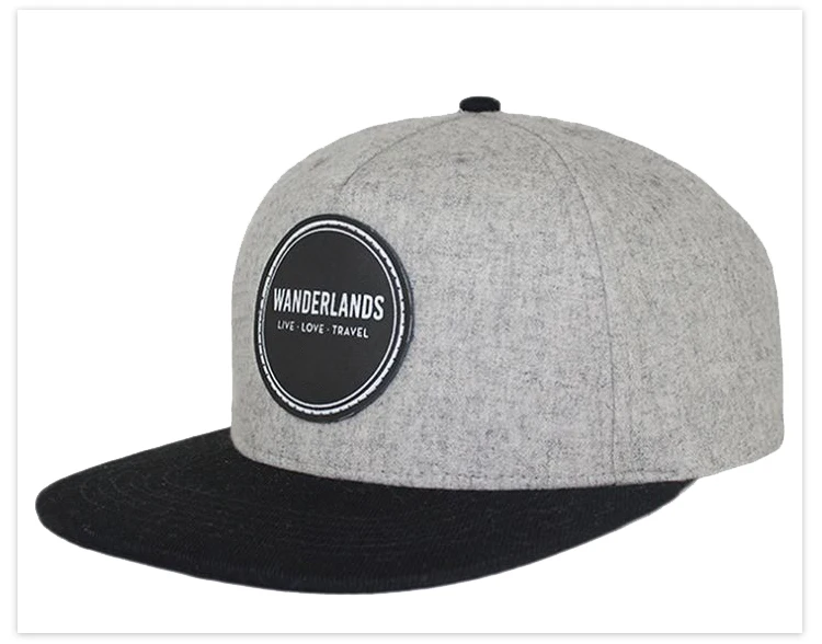 Китайские модные серые 5 панель с кожанными вставками рельефным логотипом через термической обработки, Кепка с козырьком