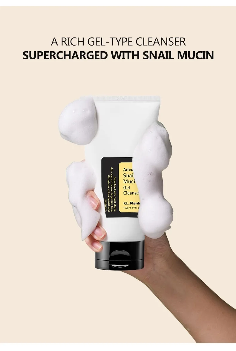 Private Label Korean Skincare Face Wash Hydrating Smoothing Facial Cleanser Advanced Snail Mucin Gel Cleanser