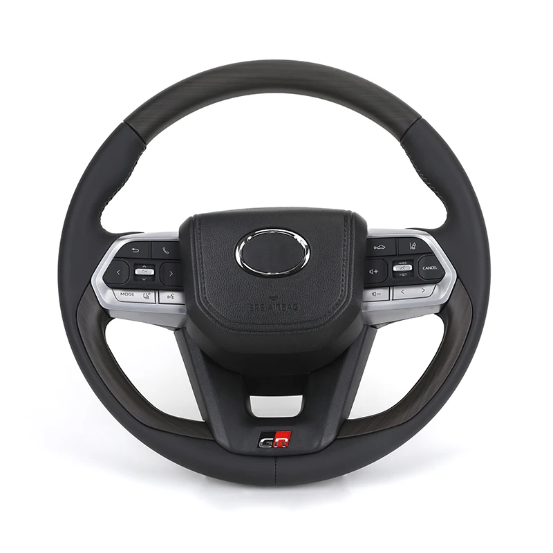 Custom GR Style Black Leather Wooden Steering Wheel for Toyota Corolla 4Runner Crown RAV4 Fortuner Yaris Prius Lexus Lx570 GX470