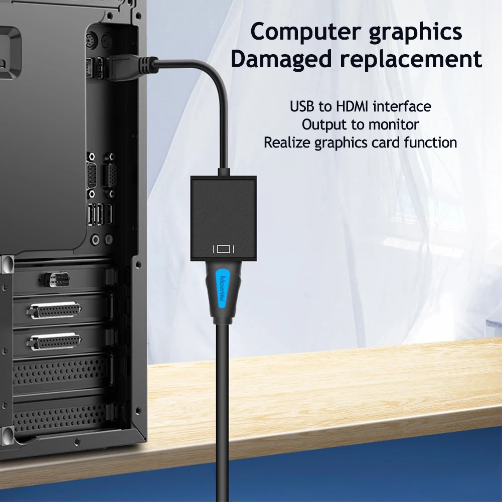 USB to HDTV Adapter USB 3.0 to HD 1080P Video Graphics Cable Converter for Multiple Monitors