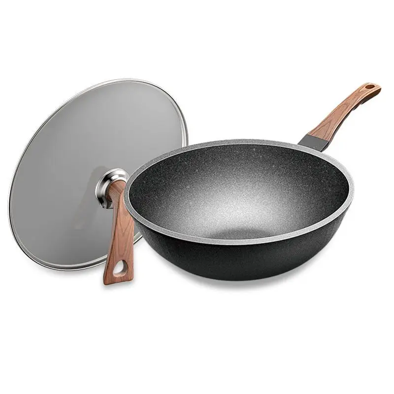 Gu Bang 2024 Cast Iron Frying Pan with New Glass Lid Nonstick Chinese Style Cookware for Gas and Induction Stove Fine Iron Pot