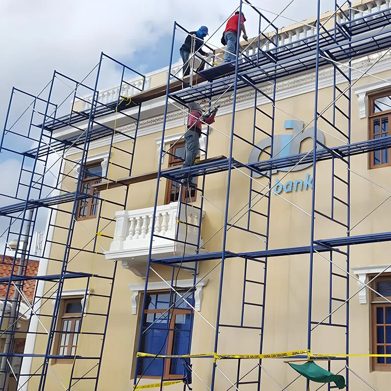 Quick Assembly Steel Ladder Scaffold Adjustable Height Indoor Outdoor Construction for Renovation Painting Industrial Design