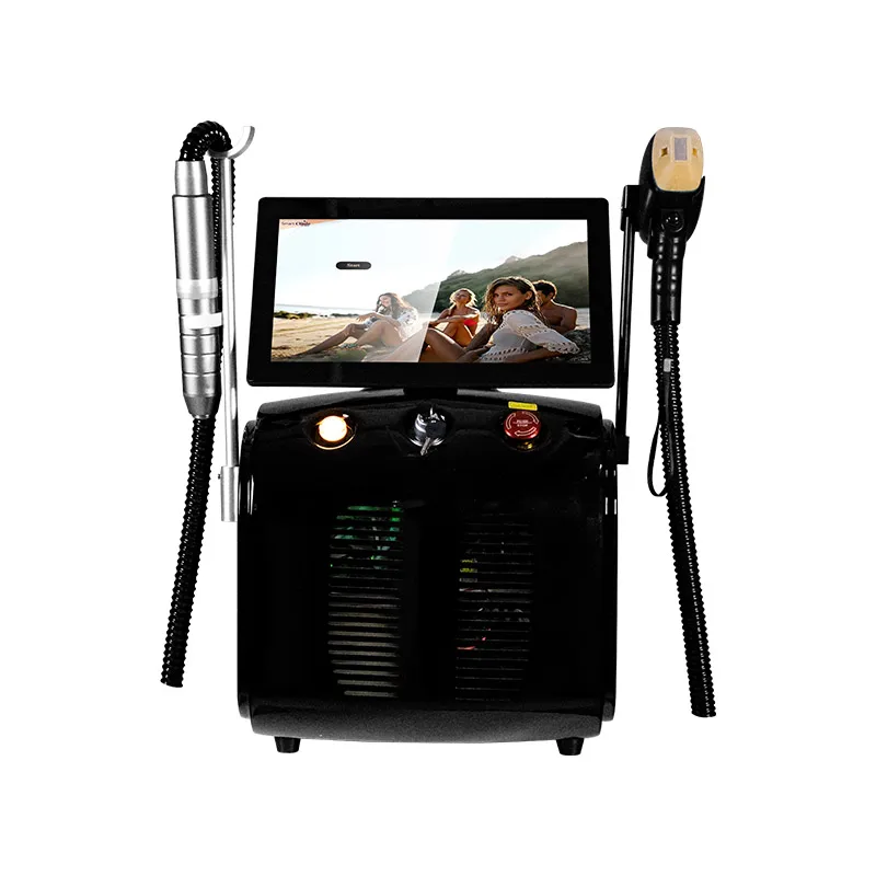 Portable multi-function 2-in-1 ice platinum titanium diode  hair removal Pico ND-YAG Diode carbon skin pigment removal machine