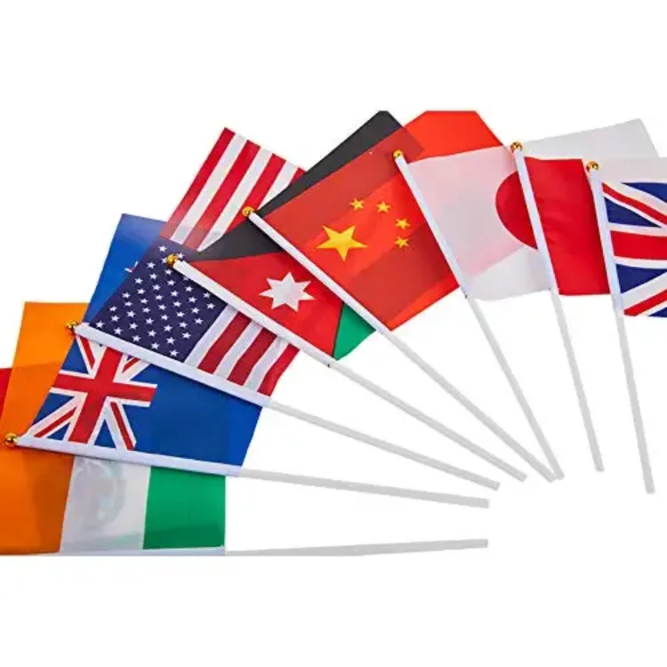 All Country Flag Customized Full Color Printing Celebration Event Festival Party Hand Waving Flag