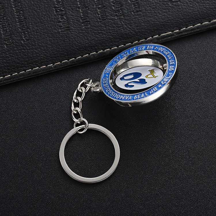 Manufacturers Souvenir Custom Rotating Metal Double-Sided Soft Enamel Keychain Charms Rotate 360 Gold Silver Key Chains