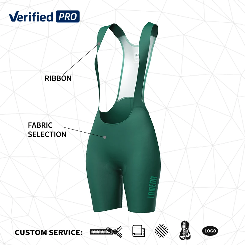 LAMEDA Durable Sport Sublimation White Strap Custom Women Cycling Bib Shorts