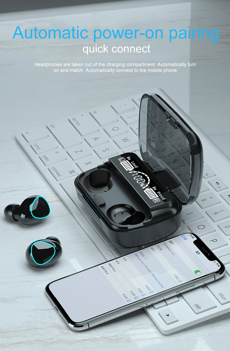 M10 Wireless TWS Headphone Earphones for Smart Phone Games True Wireless Earbuds in-Ear Headphones Headsets Microphone Airdots