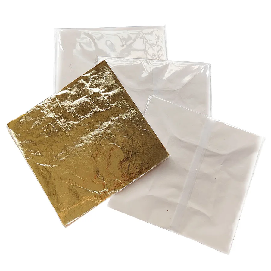 100sheets/bag 16*16 Copper Gold Leaf Sheet Gold Foil Aluminum Foil Leaf Gold Leaf Paper For Furniture Epoxy Resin Nails Art