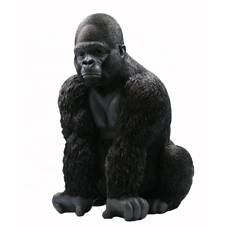 Custom design resin garden decor animal life size gorilla statue, fiberglass decorative animal gorilla statues for sale%