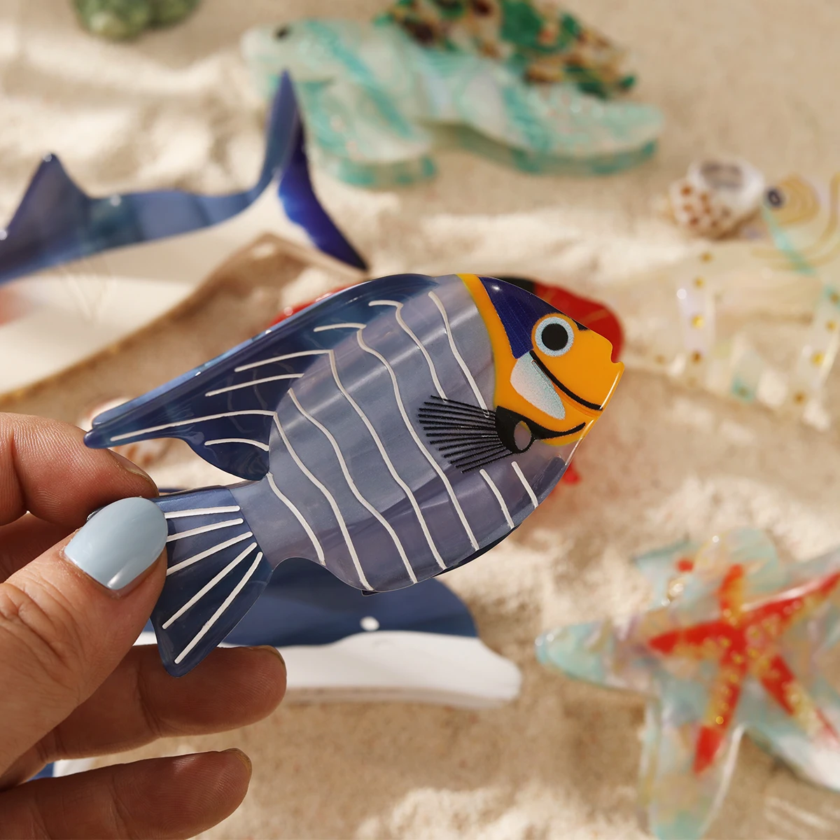 personalized custom ocean fish hair claw cellulose acetate hair claw for girls