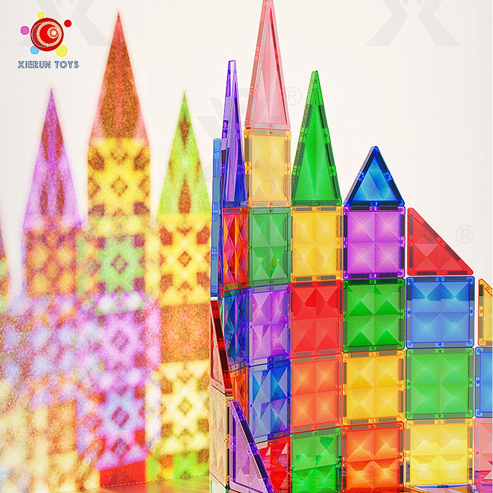 diamond magnetic tiles building blocks play set educational diy assembly 3d colorful window magnetic dome tiles for kids