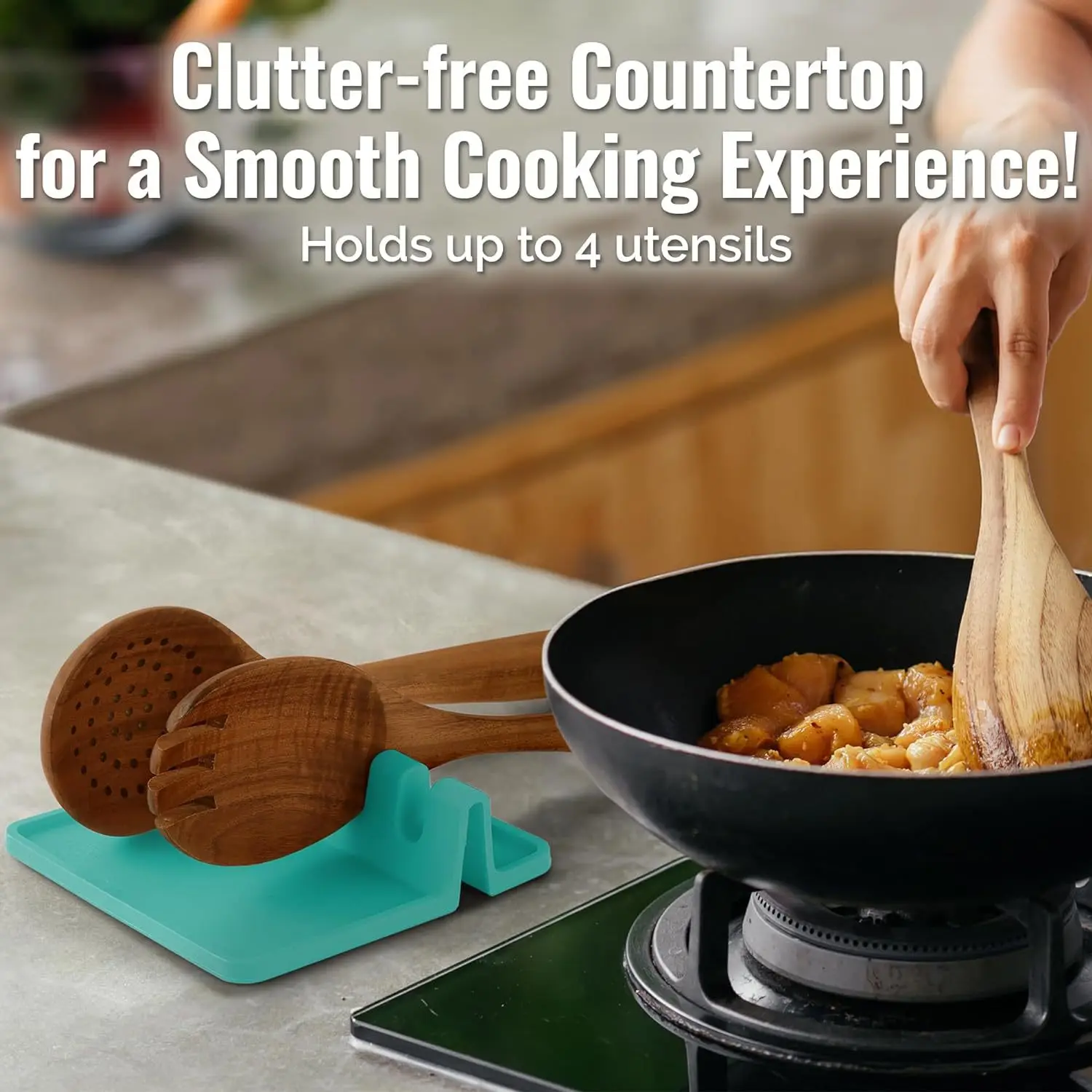 Durable Spoon Holder with Drip Pad Heat Resistant for Stove Top Counter Kitchen Silicone Utensil Rest