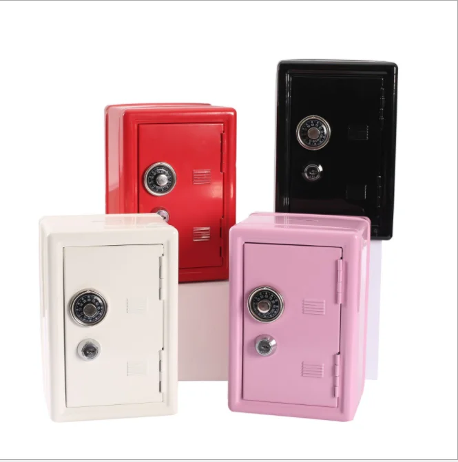Kids Money Banks Mini Gift Safe Case Password Key Metal Piggy Bank Box Storage Bedroom Locker