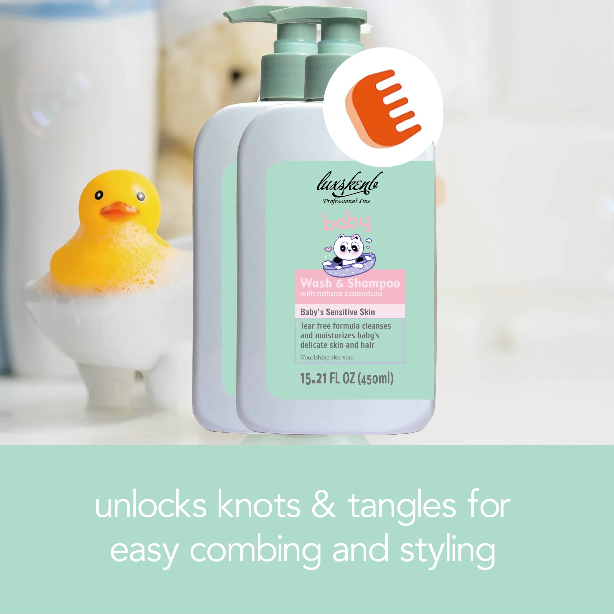 Private Label Custom Brand Vegan Organic Rice Milk Baby Shampoo 2IN1 Moisturizing and Nourishing Natural Tea Tree Shampoo