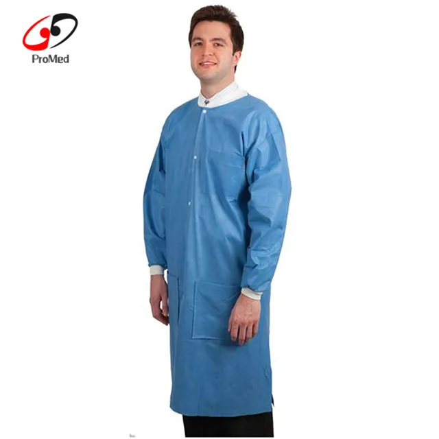 White PP Non Woven SMS Medical Used Chemical Acid Resistant Disposable Lab Coats