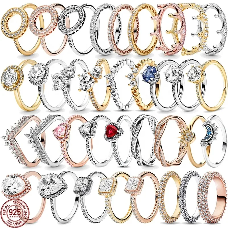 Классическое ослепительное кольцо в форме сердца короны 925 стерлингового серебра модное легкое роскошное очаровательное кольцо для женщин и мужчин изысканный подарок