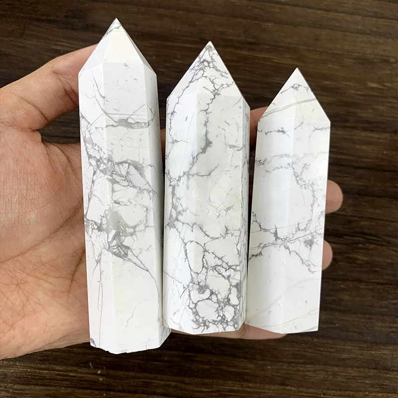 Wholesale Natural Crystal Wand Healing Reiki White Howlite Point Howlite tower