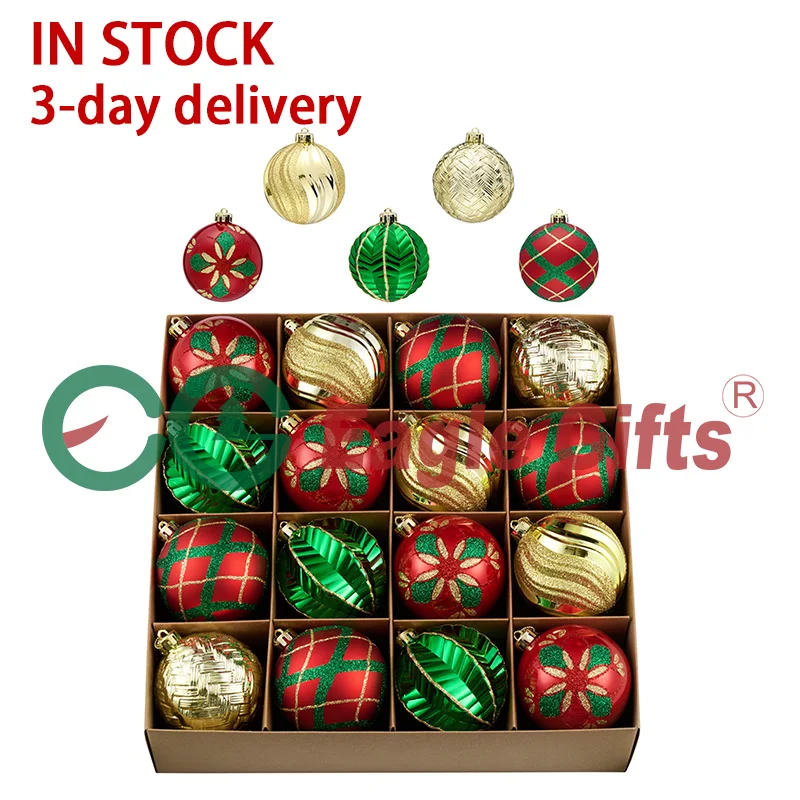 EAGLEGIFTS Christmas 2024 Novel Products Bauble Gift Set Christmas Goods Premium Red Green Gold Christmas Tree Decorations Balls