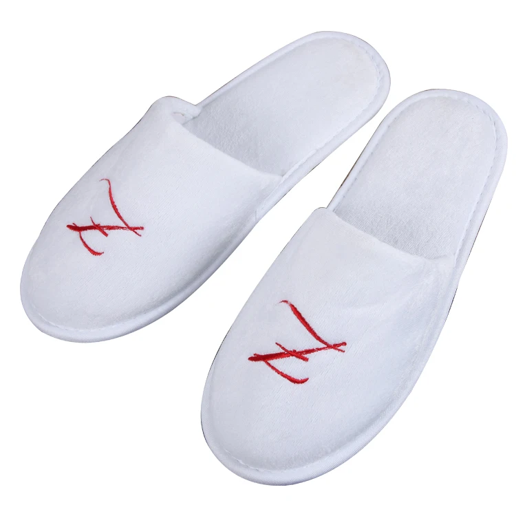 One Time Use Make Customized Logo Coral Velvet Coral Fleece Hotel Unisex White Disposable Hotel Slippers Wholesaler