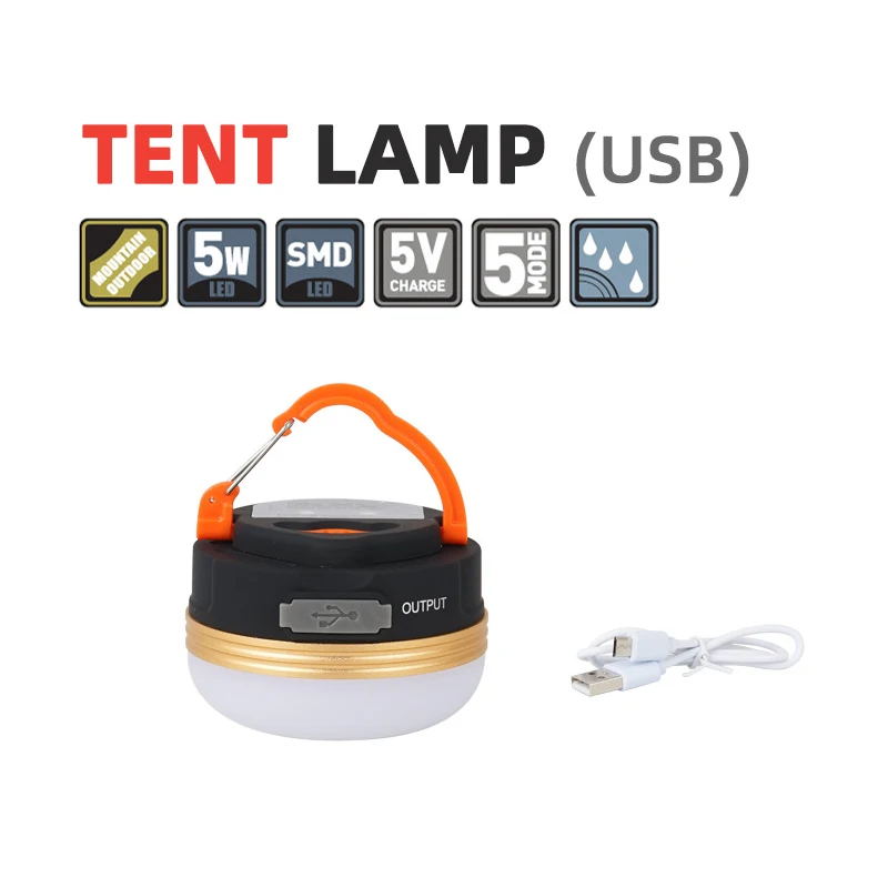 Mini Hanging Tent Lantern Outdoor Tent Light Hanging Camping Lamp USB Rechargeable Waterproof Lamp