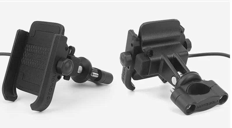 MOTOWOLF мотоциклетный модифицированный держатель для телефона с USB быстрой зарядкой на руль черного цвета