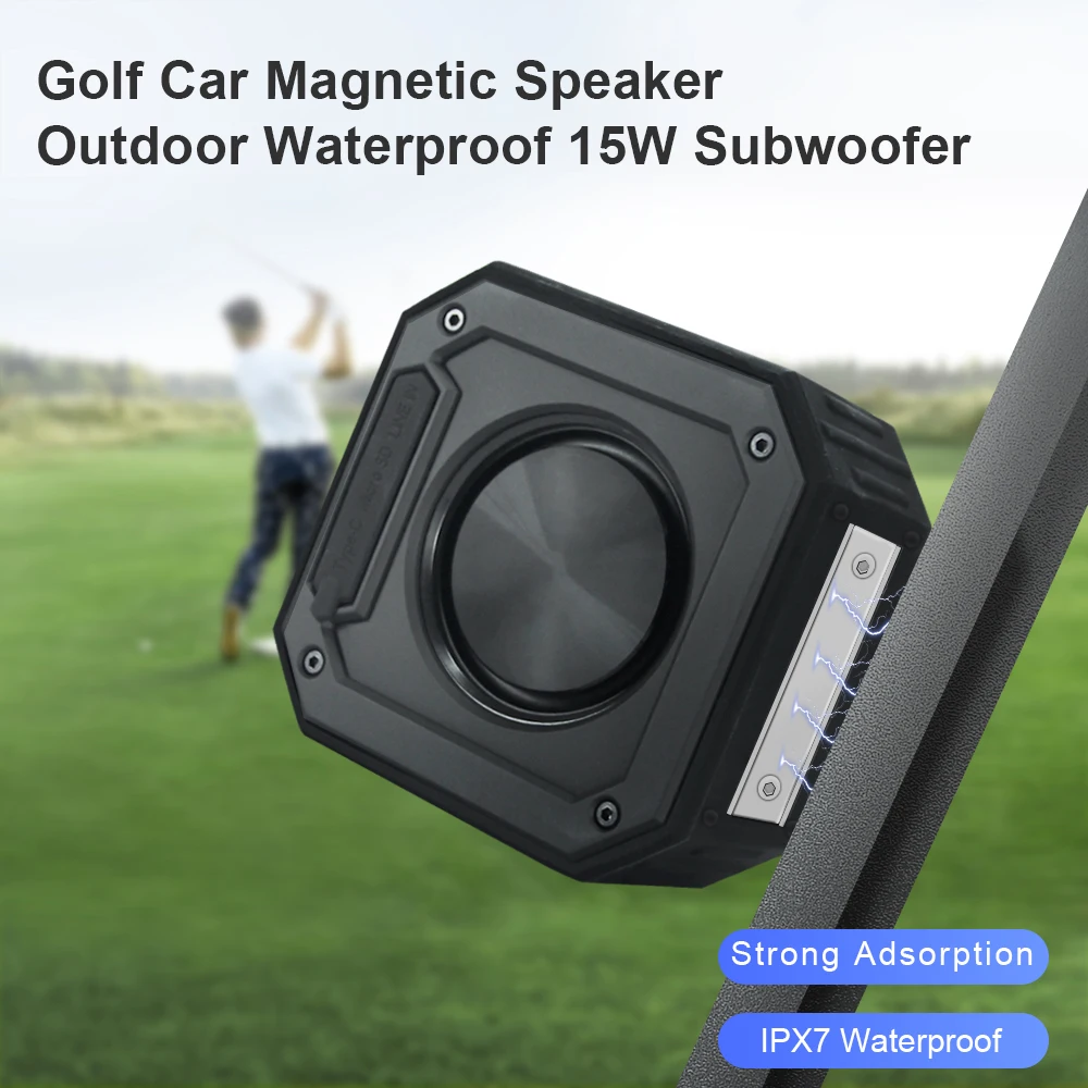 Golf Blue tooth Speaker with Magnetic, Portable Wireless Speaker Deep Bass for Golf Cart, TWS,Shockproof/ IPX7 Waterproof