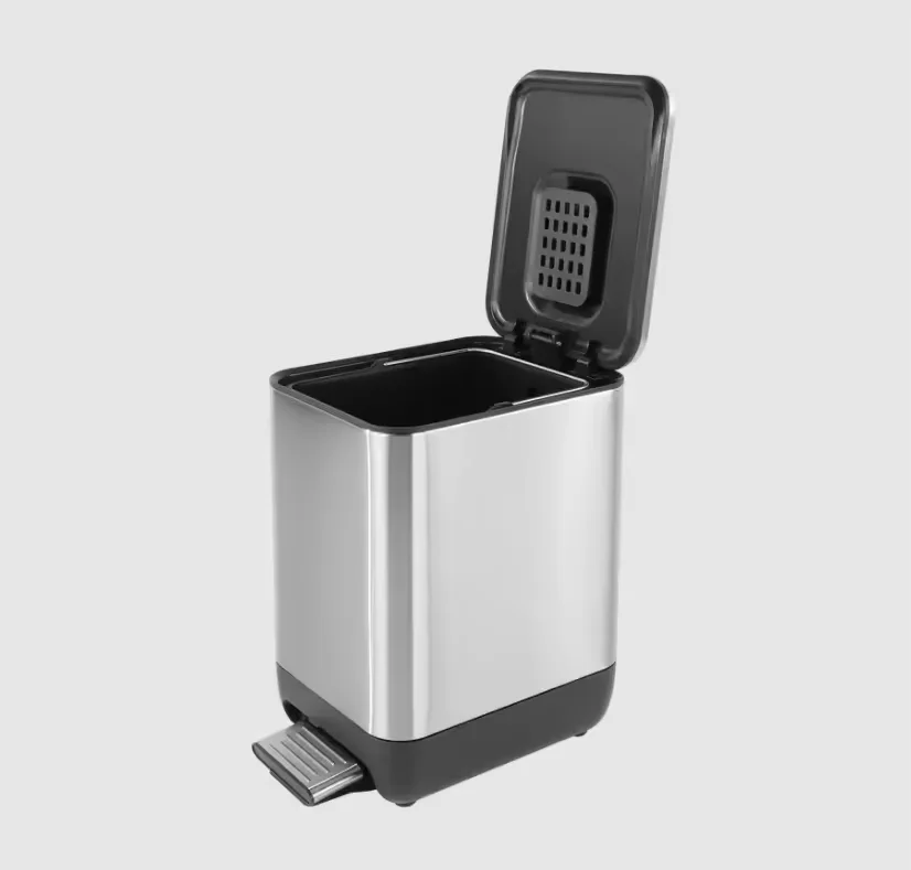 Stainless Steel 410 9L Rectangle Pedal Bin Soft Close Bathroom Trash Bin Household Kitchen Trash Bin with Stable Pedal