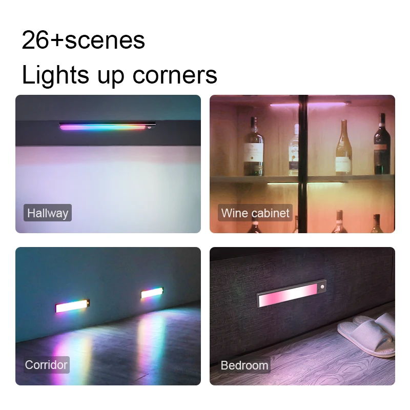 RGB Color  LED Under Cabinet Lamp With Remote Control DIY Color For Home Decoration Showcase Bar Kitchen Par