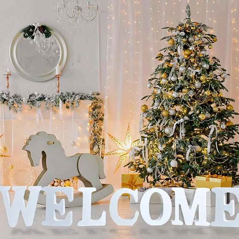 White Wood Letters Unfinished Wood Letters for Wall Decor Decorative Standing Letters Slices Sign Board Decoration for Home