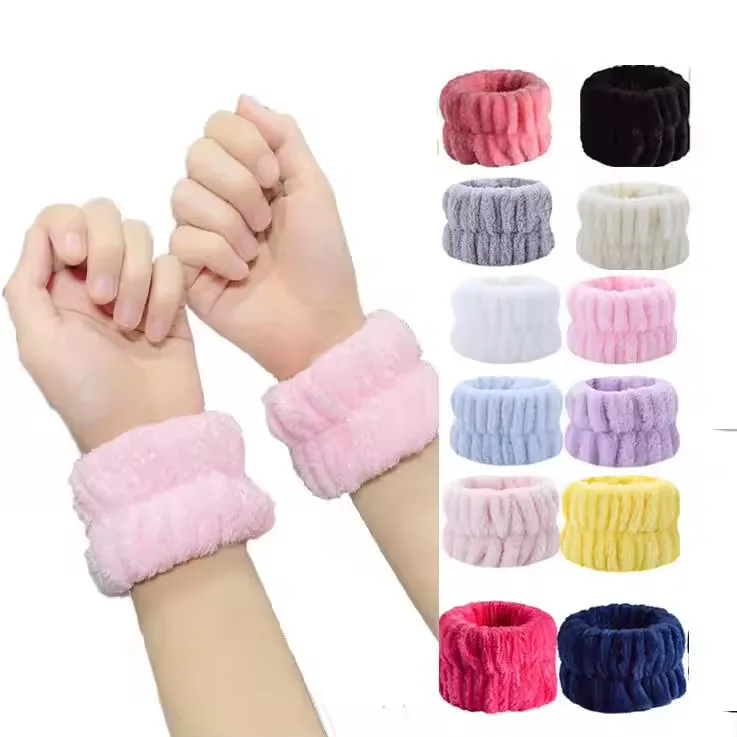 OEM Makeup Face Wash Wristbands Elastic Facial Wash Bands Microfiber Elastic Fabric Absorbent Cleaning Skincare Spa Wristband