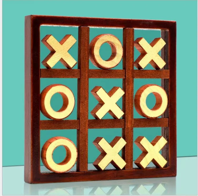 Wooden montessori toys, Classic Tic-Tac-Toe Puzzle Board Game Noughts and Crosses Game Best for kids Brain Teaser Puzzle