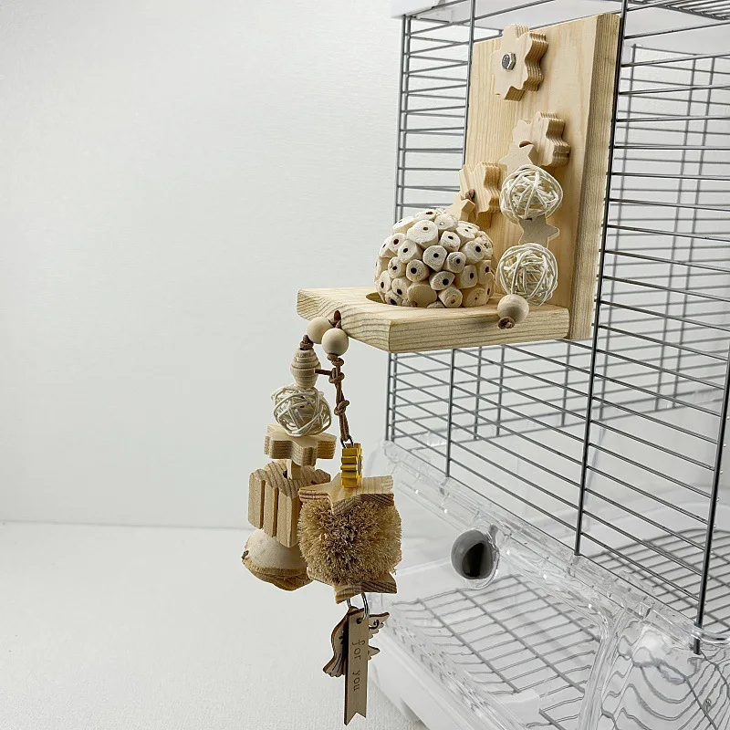 Wooden environmental protection rattan parrot hamster gnawing string pet bird toy