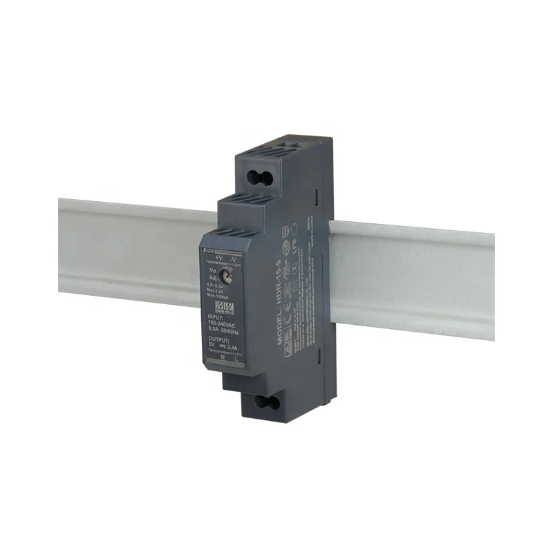 Original MEAN WELL HDR-15-24 15W Ultra Slim Step Shape DIN Rail