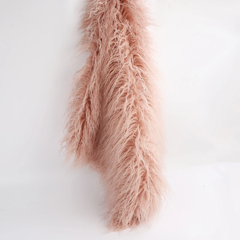 Factory Direct Customize color long pile artificial mongolian fur fabrics high quality curly faux fur fabric