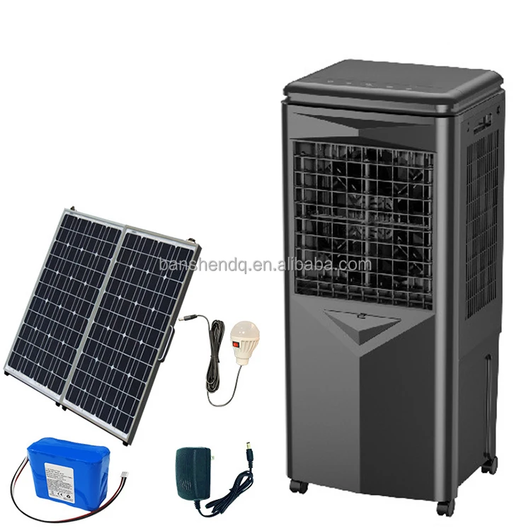 Solar power system Water Air Cooler Fan Basen DC motor 3000m3/h 12L Plastic cover AC and DC air cooler