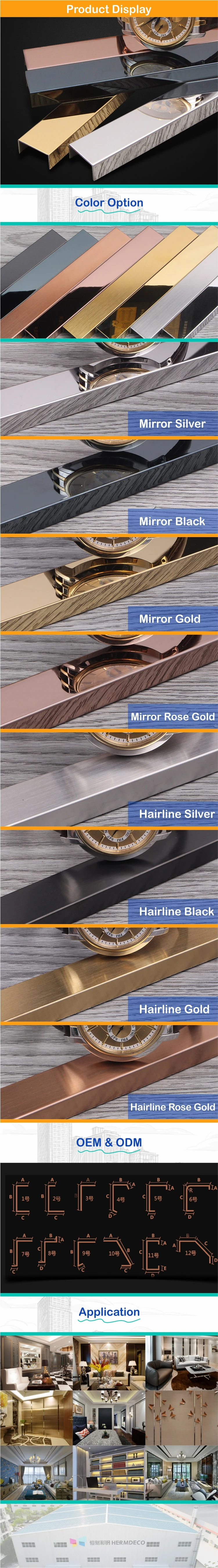 Acero Inoxidable Aisi 316 304 Stainless Steel Mill Test Certificate Sheet Stainless Steel Strips Square Tile Edge Trim