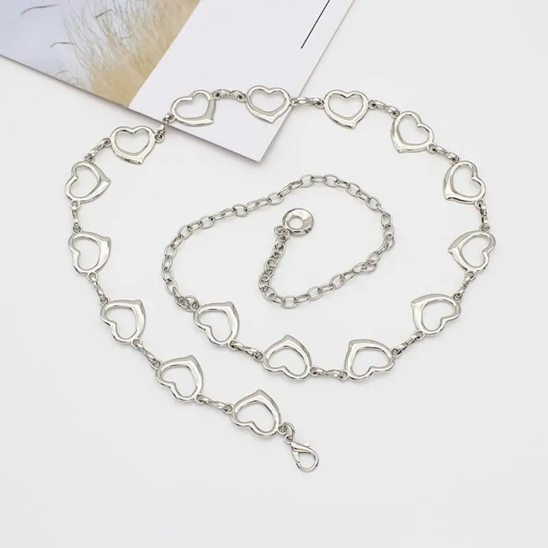 Популярное качественное золотого и серебряного цвета с цветочным принтом в форме сердца полые женские боди металлической цепью пояс для нижнего белья