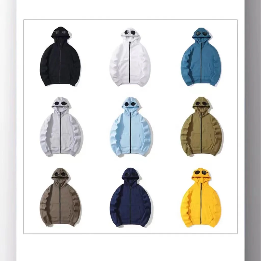 Embroidered Logo Glasses Hooded Warm cp Jacket For Men Casual Company plus size Men Lightweight Jacket