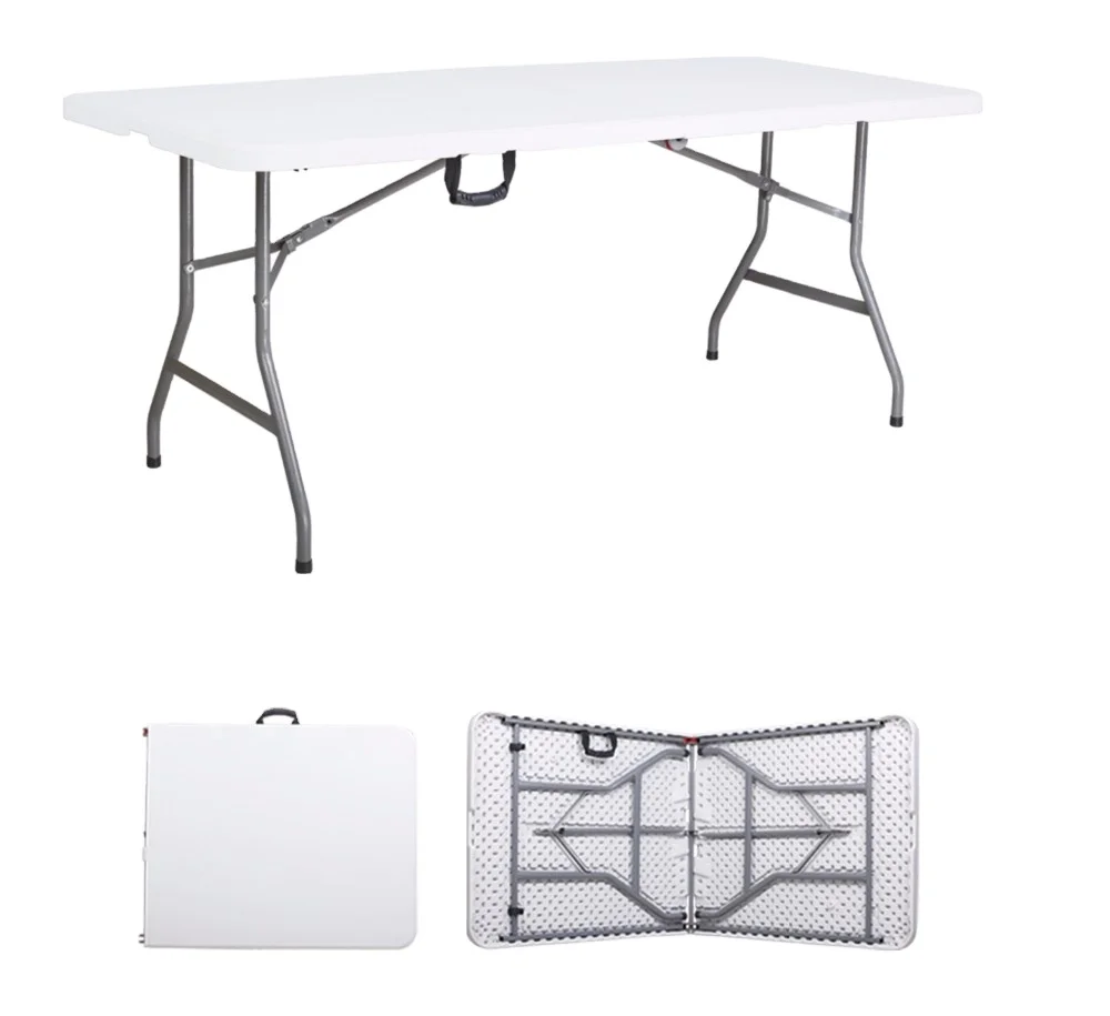 Wholesale Factory Portable Picnic Outdoor Plastic 72inch Folding Table Foldable Rectangular Dining 6ft Plastic Folding Table
