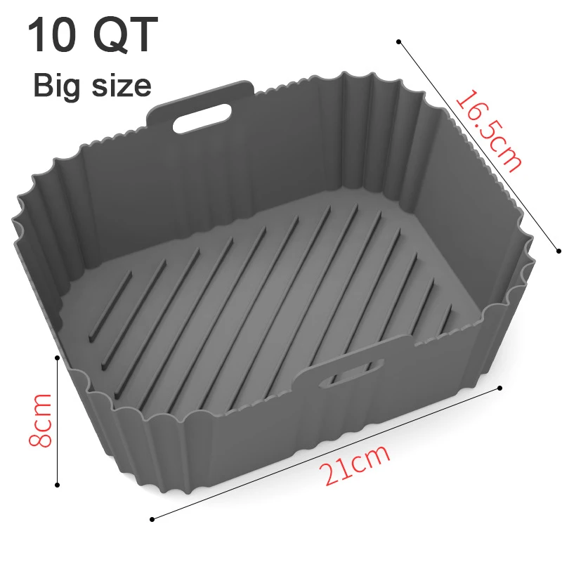 10QT оптовая продажа Высокое качество Большой размер BPA бесплатно Прямоугольник Силиконовая воздушная фритюрница вкладыш для ниндзя двойной