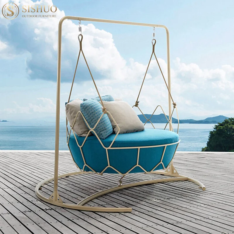 Modern garden furniture patio egg chair swing hanging hotel home outdoor swing bed